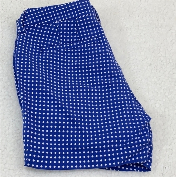Old Navy Blue Shorts White Swiss Dots Women's Size 4 Flat Front Slit Pockets EUC - Picture 4 of 7